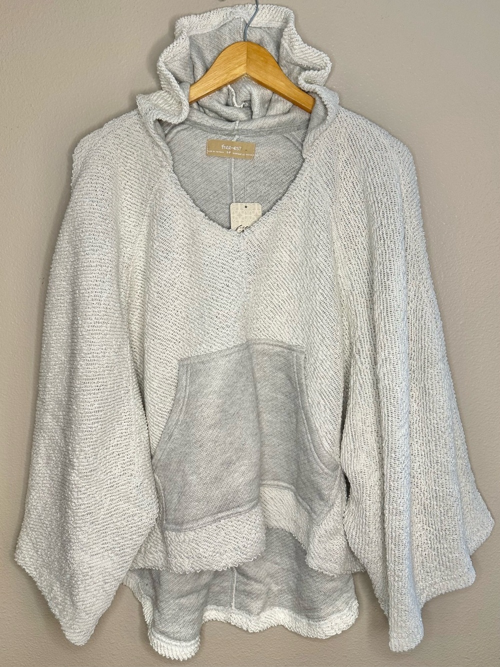 NWT Free People Free-est Simone Hoodie Sweatshirt Gray Oversized Cotton - Picture 3 of 8
